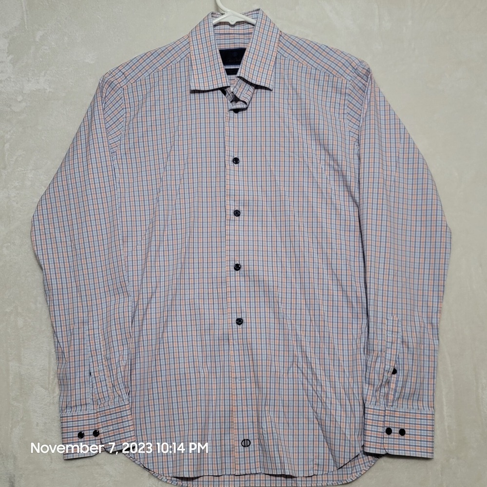 David Donahue Men's Dress Shirt Size 16-34/35 Purple Long Sleeve Button Up